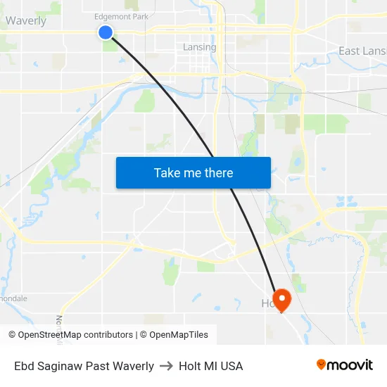 Ebd Saginaw Past Waverly to Holt MI USA map