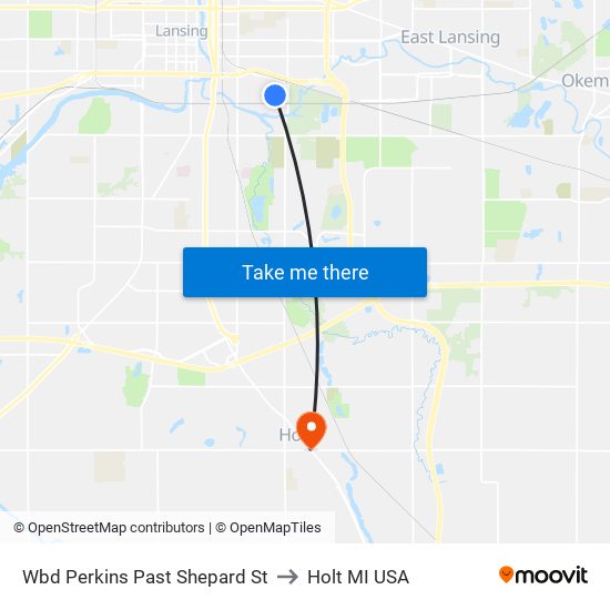 Wbd Perkins Past Shepard St to Holt MI USA map