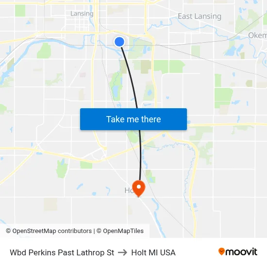 Wbd Perkins Past Lathrop St to Holt MI USA map