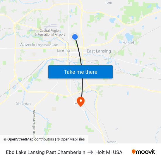 Ebd Lake Lansing Past Chamberlain to Holt MI USA map