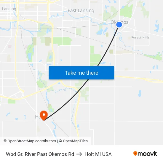 Wbd Gr. River Past Okemos Rd to Holt MI USA map