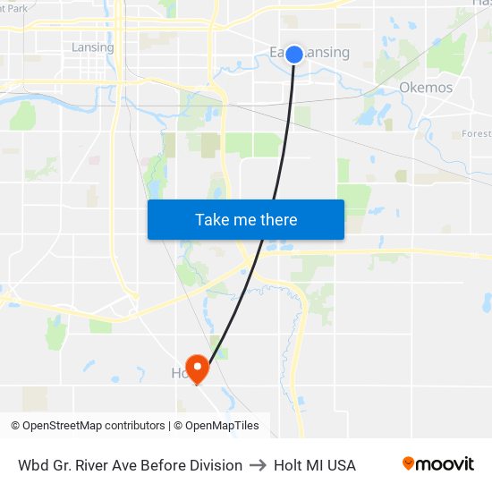 Wbd Gr. River Ave Before Division to Holt MI USA map