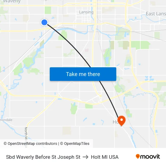 Sbd Waverly Before St Joseph St to Holt MI USA map
