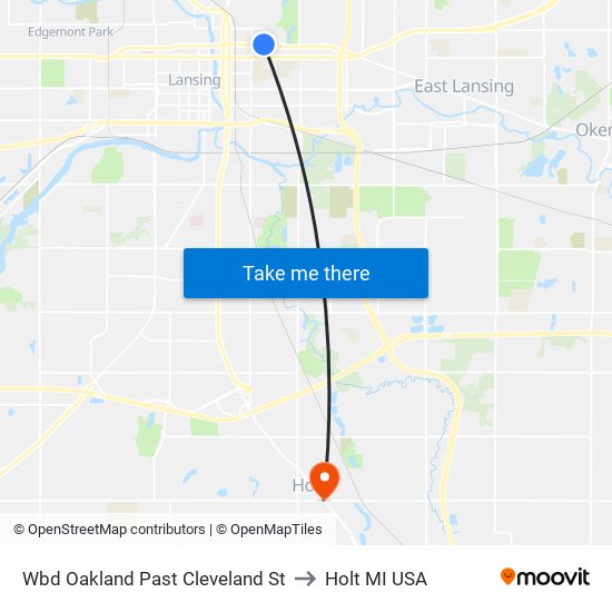 Wbd Oakland Past Cleveland St to Holt MI USA map