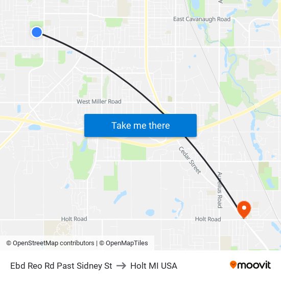 Ebd Reo Rd Past Sidney St to Holt MI USA map