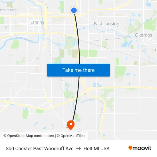 Sbd Chester Past Woodruff Ave to Holt MI USA map