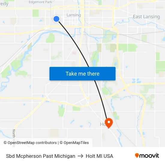 Sbd Mcpherson Past Michigan to Holt MI USA map