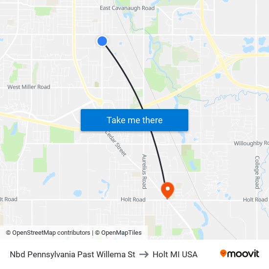 Nbd Pennsylvania Past Willema St to Holt MI USA map