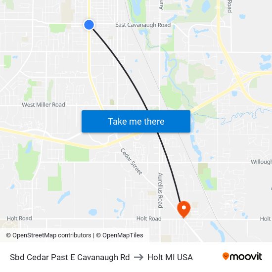 Sbd Cedar Past E Cavanaugh Rd to Holt MI USA map