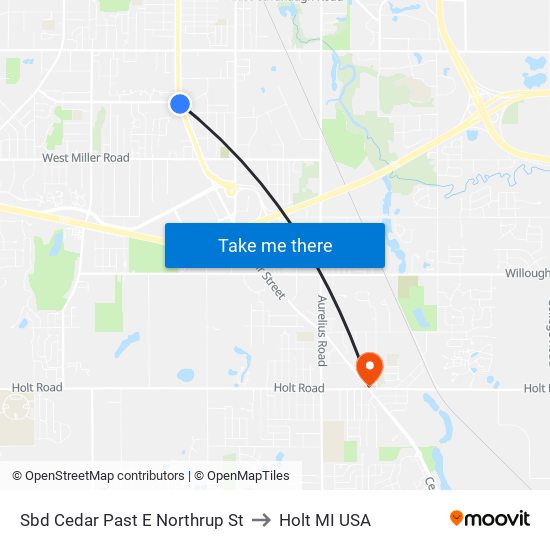 Sbd Cedar Past E Northrup St to Holt MI USA map