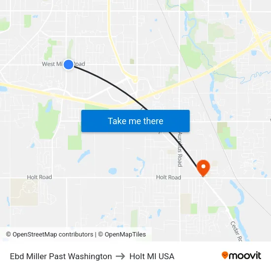 Ebd Miller Past Washington to Holt MI USA map