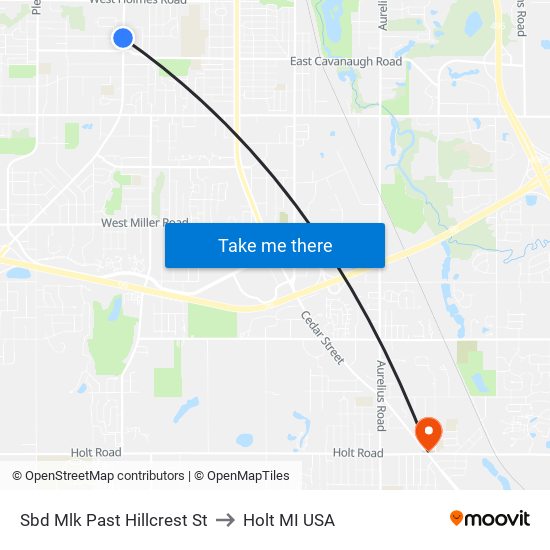 Sbd Mlk Past Hillcrest St to Holt MI USA map