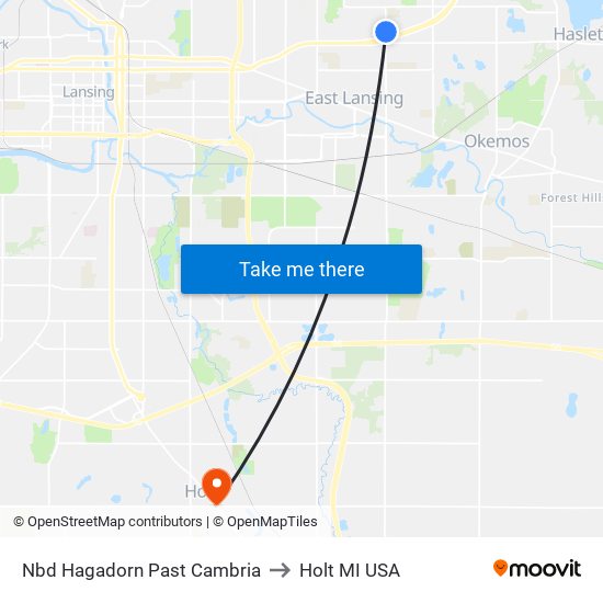 Nbd Hagadorn Past Cambria to Holt MI USA map