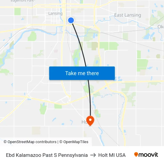 Ebd Kalamazoo Past S Pennsylvania to Holt MI USA map