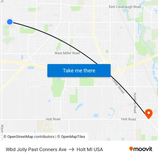 Wbd Jolly Past Conners Ave to Holt MI USA map
