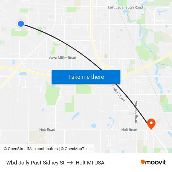 Wbd Jolly Past Sidney St to Holt MI USA map