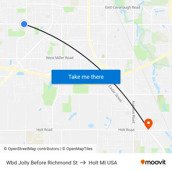 Wbd Jolly Before Richmond St to Holt MI USA map