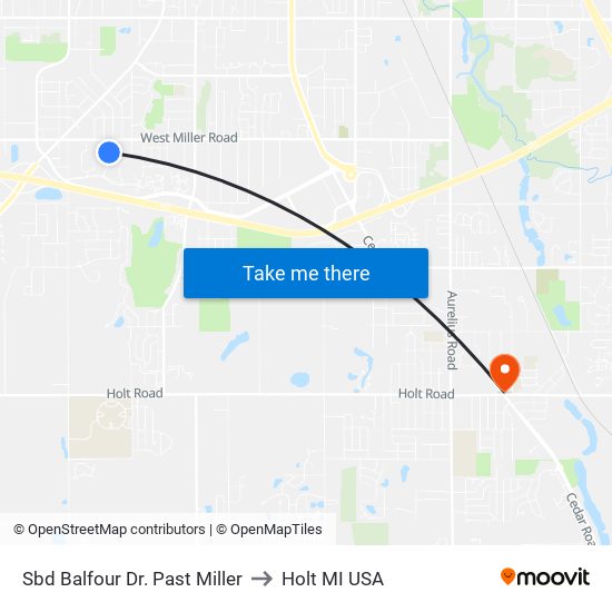 Sbd Balfour Dr. Past Miller to Holt MI USA map