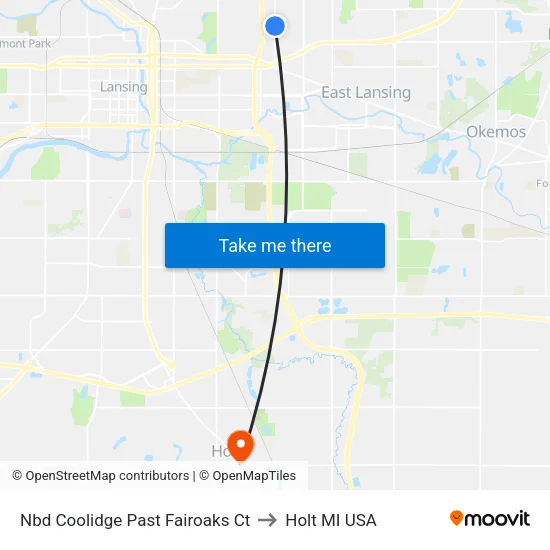 Nbd Coolidge Past Fairoaks Ct to Holt MI USA map