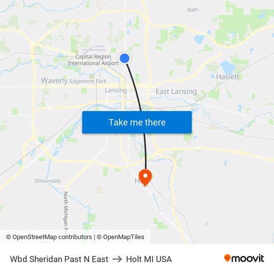 Wbd Sheridan Past N East to Holt MI USA map