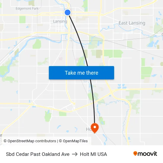 Sbd Cedar Past Oakland Ave to Holt MI USA map