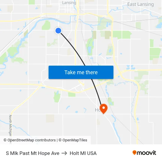 S Mlk Past Mt Hope Ave to Holt MI USA map