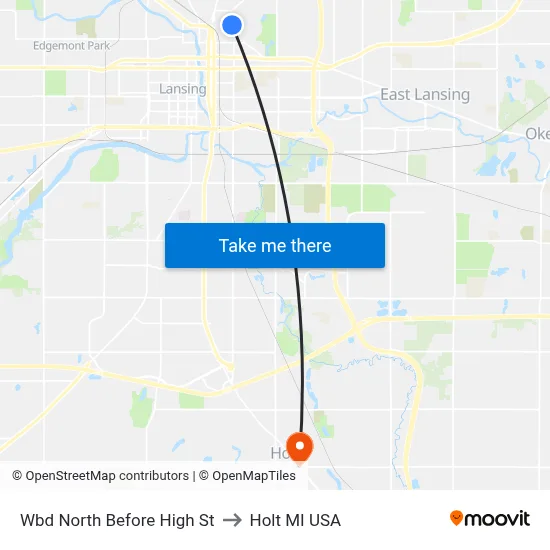 Wbd North Before High St to Holt MI USA map