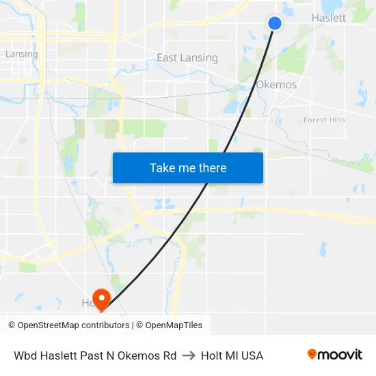 Wbd Haslett Past N Okemos Rd to Holt MI USA map