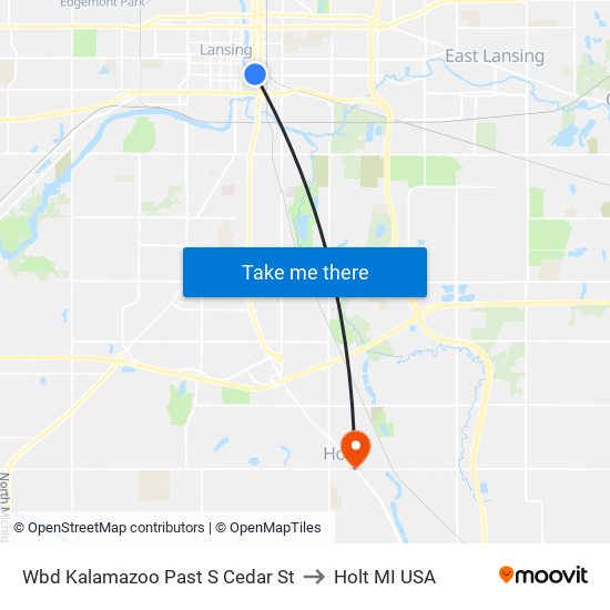 Wbd Kalamazoo Past S Cedar St to Holt MI USA map