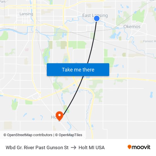 Wbd Gr. River Past Gunson St to Holt MI USA map