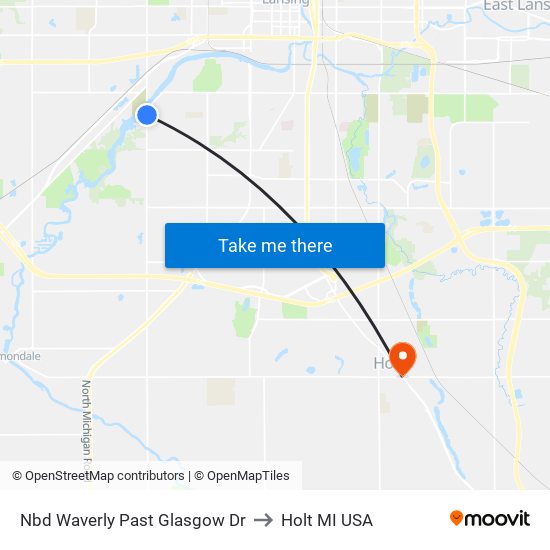 Nbd Waverly Past Glasgow Dr to Holt MI USA map