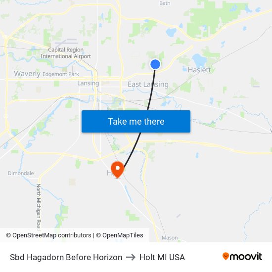 Sbd Hagadorn Before Horizon to Holt MI USA map