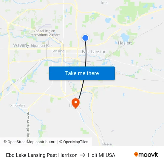 Ebd Lake Lansing Past Harrison to Holt MI USA map