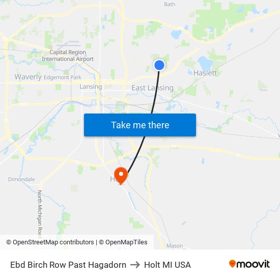 Ebd Birch Row Past Hagadorn to Holt MI USA map