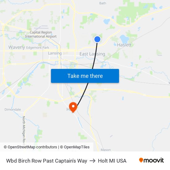 Wbd Birch Row Past Captain's Way to Holt MI USA map