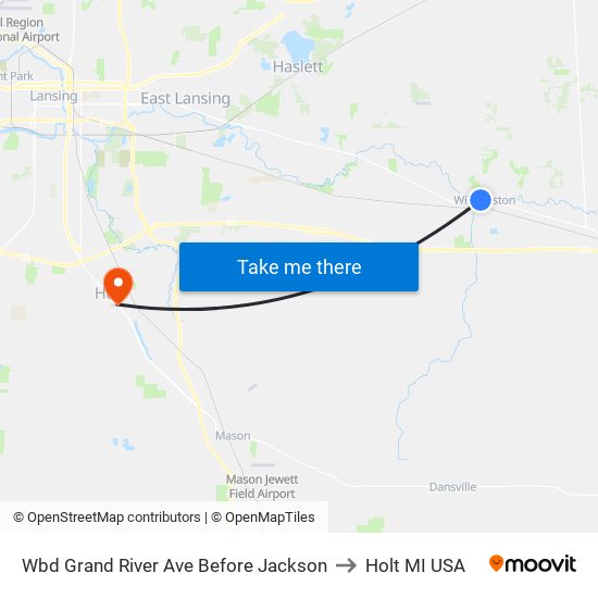 Wbd Grand River Ave Before Jackson to Holt MI USA map