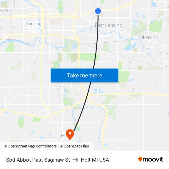 Sbd Abbot Past Saginaw St to Holt MI USA map