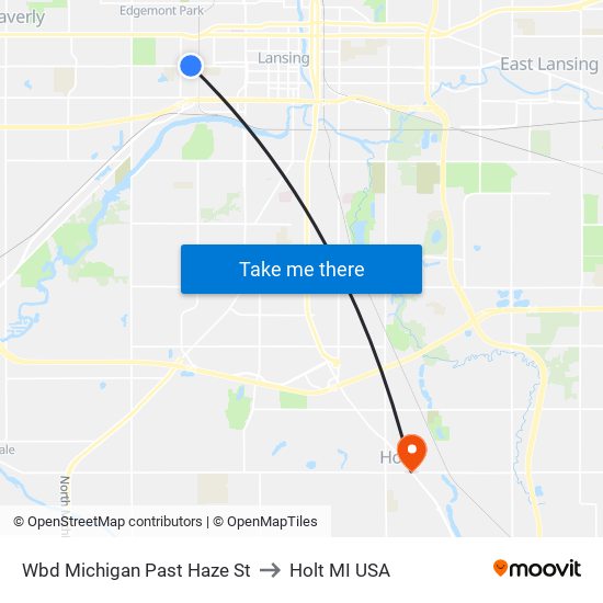 Wbd Michigan Past Haze St to Holt MI USA map