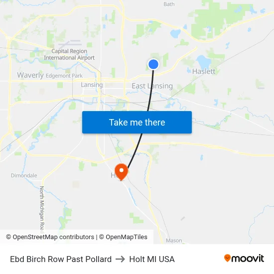 Ebd Birch Row Past Pollard to Holt MI USA map