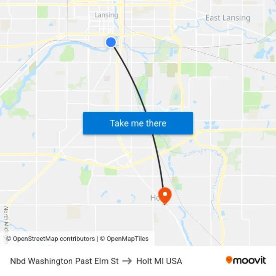 Nbd Washington Past Elm St to Holt MI USA map