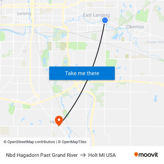Nbd Hagadorn Past Grand River to Holt MI USA map
