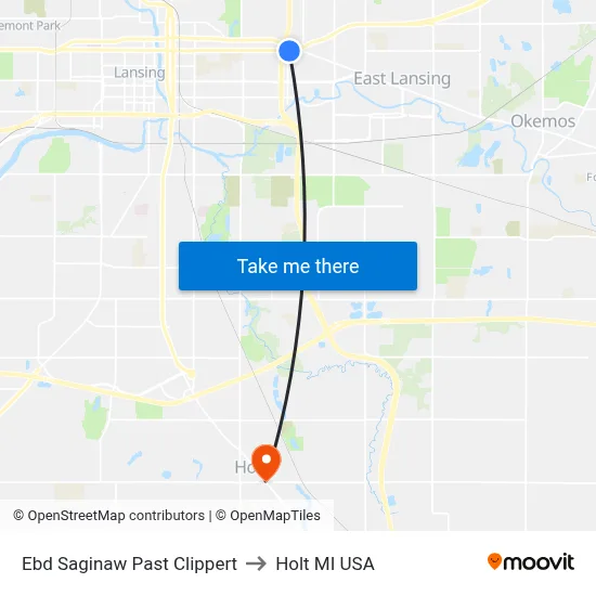 Ebd Saginaw Past Clippert to Holt MI USA map