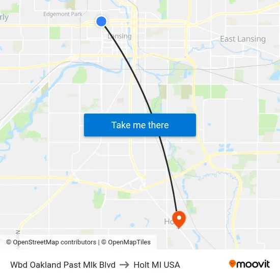 Wbd Oakland Past Mlk Blvd to Holt MI USA map