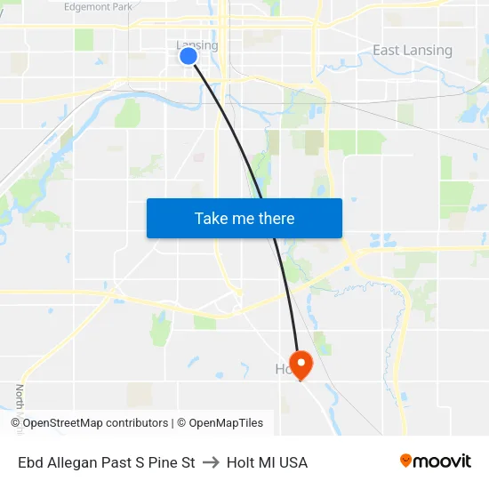 Ebd  Allegan Past S Pine St to Holt MI USA map