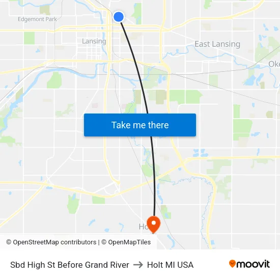 Sbd High St Before Grand River to Holt MI USA map
