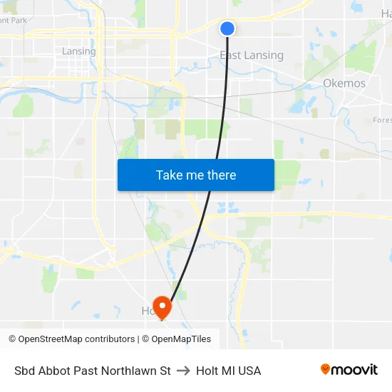 Sbd Abbot Past Northlawn St to Holt MI USA map