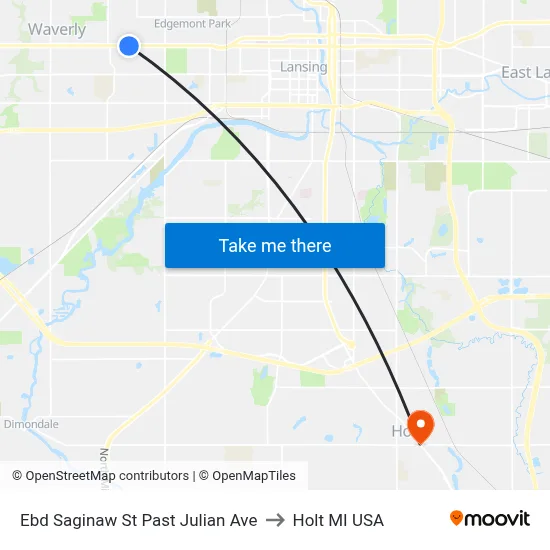 Ebd Saginaw St Past Julian Ave to Holt MI USA map