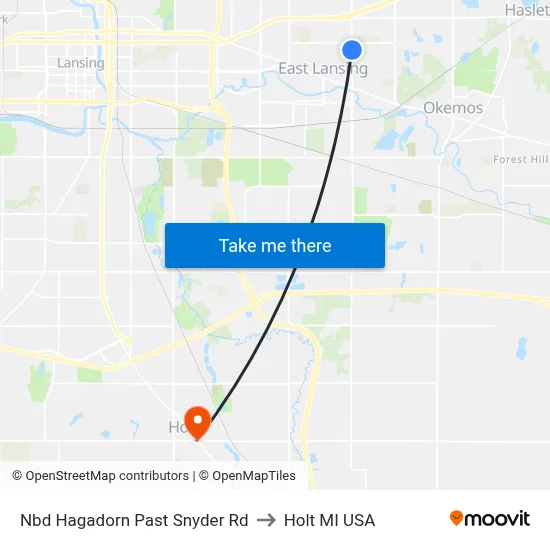 Nbd Hagadorn Past Snyder Rd to Holt MI USA map