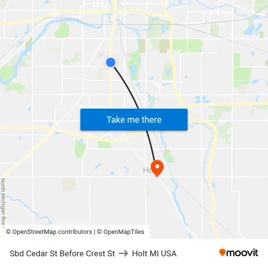 Sbd Cedar St Before Crest St to Holt MI USA map