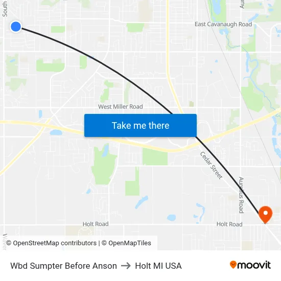 Wbd Sumpter Before Anson to Holt MI USA map
